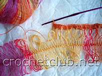 вязание шарфа на вилке 1