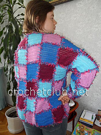 вязаный пуловер квадратная мозаика 3