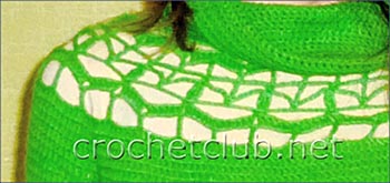 зеленый свитер связанный крючком-элемент
