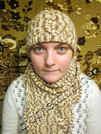 двойная зимняя шапка и шарф