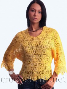Желтый пуловер из мотивов