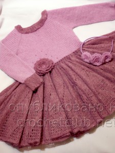Платье крючком "Розовая дымка"