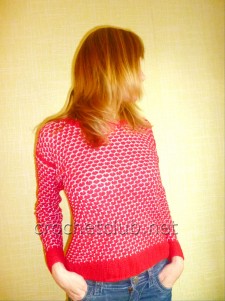 Пуловер, связанный двухцветным узором