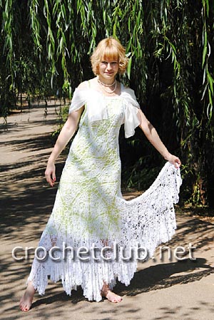свадебное платье, связанное крючком 2